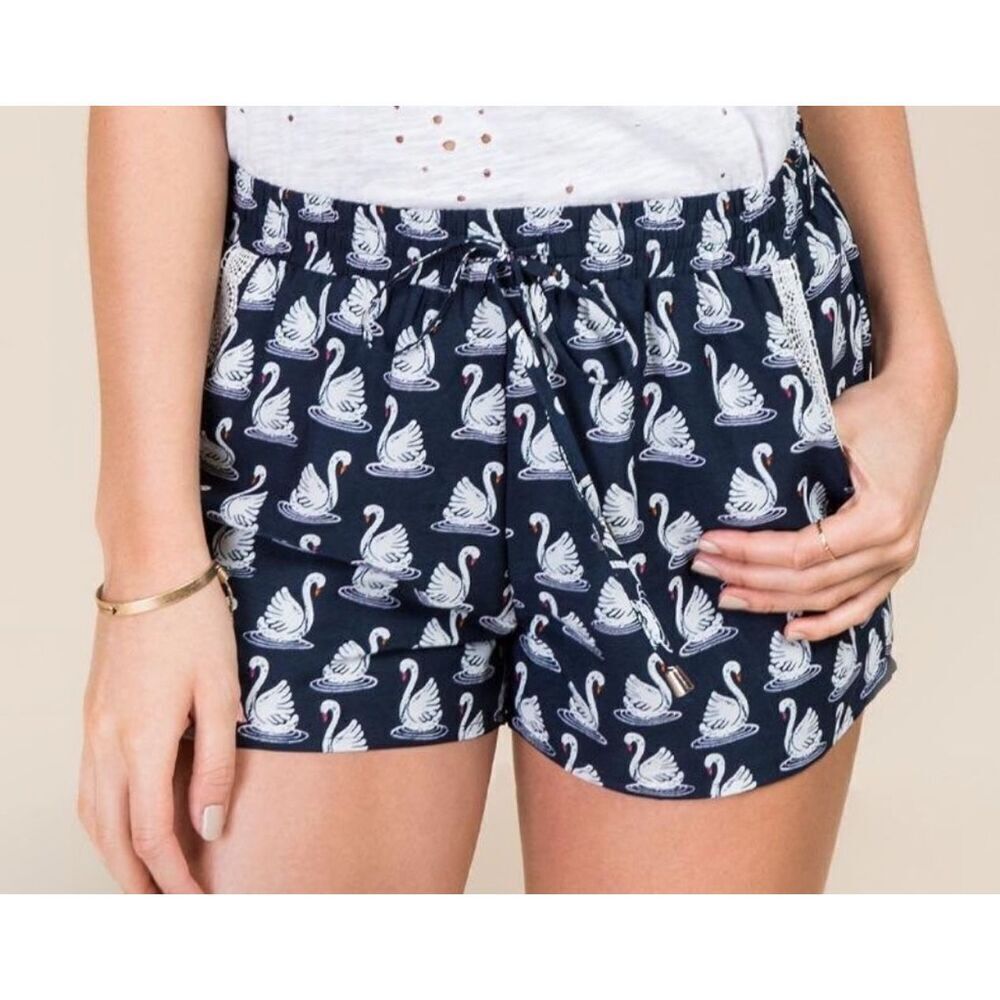 Francesca’s Blue Rain Swan Lace shorts Nwt Small
